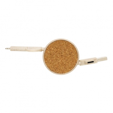 Logotrade promotional item image of: Cork and Wheat 6-in-1 retractable cable
