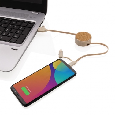 Logotrade corporate gift image of: Cork and Wheat 6-in-1 retractable cable