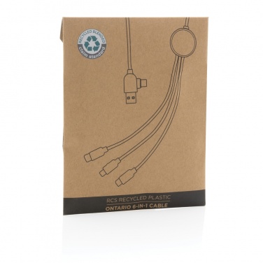 Logo trade advertising product photo of: RCS recycled plastic Ontario 6-in-1 cable