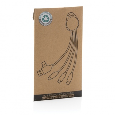 Logo trade corporate gift photo of: RCS recycled plastic Ontario 6-in-1 round cable