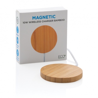 Logo trade business gift photo of: 10W bamboo magnetic wireless charger