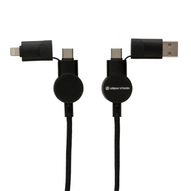 Logo trade promotional merchandise image of: Oakland RCS recycled plastic 6-in-1 fast charging 45W cable