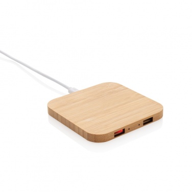 Logotrade promotional products photo of: Bamboo 5W wireless charger with USB