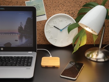 Logotrade corporate gift picture of: Bamboo 5W wireless charger with USB