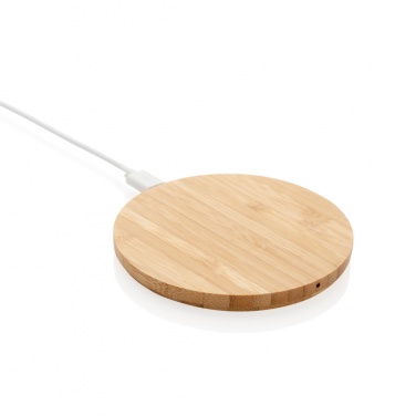 Logo trade corporate gifts image of: Bamboo 5W round wireless charger