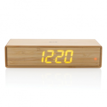 Logotrade promotional merchandise photo of: Bamboo alarm clock with 5W wireless charger