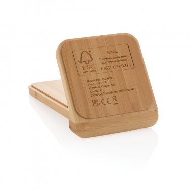 Logo trade corporate gifts picture of: Bamboo 5W wireless charging stand