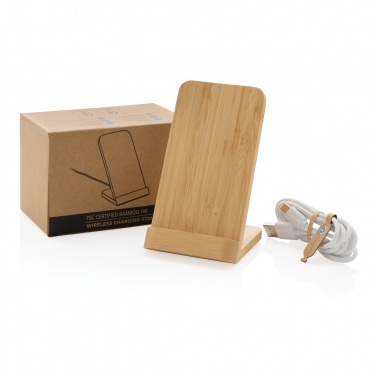 Logotrade business gifts photo of: Bamboo 5W wireless charging stand