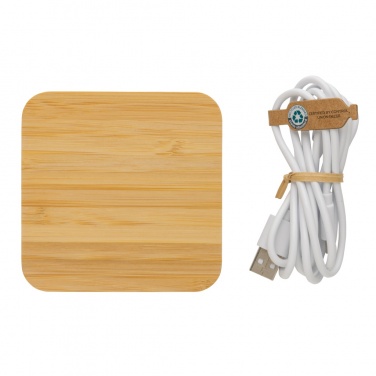 Logotrade promotional merchandise photo of: Bamboo 10W wireless charger with USB