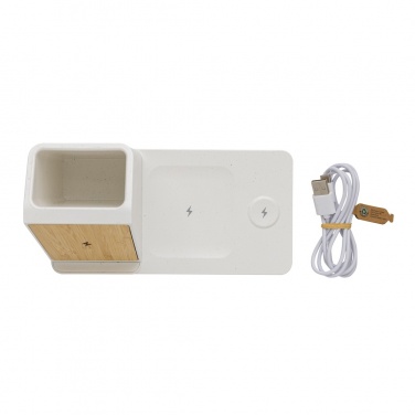 Logotrade corporate gifts photo of: Ontario recycled plastic & bamboo 3-in-1 wireless charger