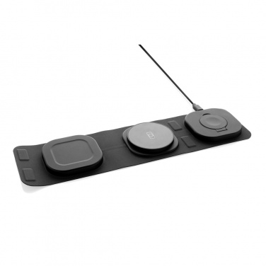 Logo trade promotional products picture of: Swiss Peak RCS rplastic 3-in-1 wireless 15W travel charger
