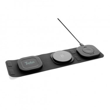 Logotrade promotional gift image of: Swiss Peak RCS rplastic 3-in-1 wireless 15W travel charger