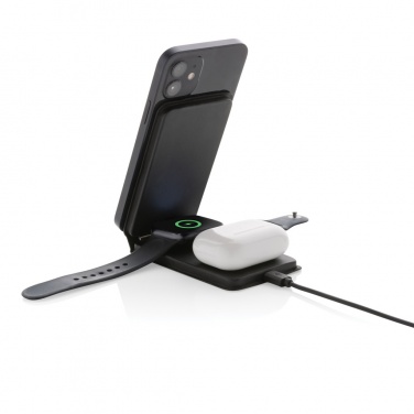 Logo trade advertising product photo of: Swiss Peak RCS rPU 15W  3-in-1 magnetic wireless charger
