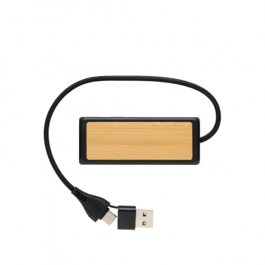 Logotrade promotional item image of: Link RCS recycled plastic and bamboo dual Input USB hub