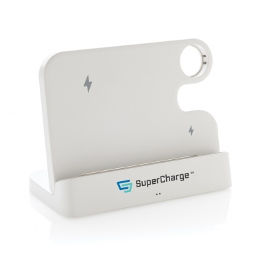 Logo trade promotional gift photo of: Joltz RCS recycled plastic dual 15W charger with iWatch slot