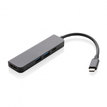 Logotrade promotional item image of: Terra RCS recycled aluminum hub with HDMI input