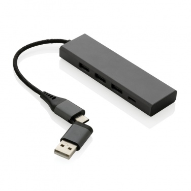 Logo trade promotional merchandise image of: Terra RCS recycled aluminium hub with 3 USB ports
