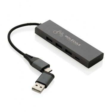 Logo trade corporate gift photo of: Terra RCS recycled aluminium hub with 3 USB ports