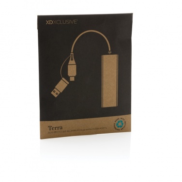 Logotrade corporate gift image of: Terra RCS recycled aluminium hub with 3 USB ports
