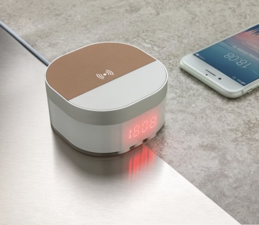 Logo trade business gifts image of: Aria 5W Wireless Charging Digital Clock