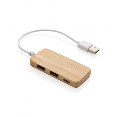 Logo trade promotional giveaways image of: Bamboo hub with Type-C