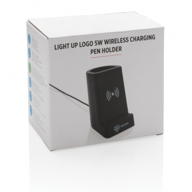 Logo trade promotional items image of: Light up logo 5W wireless charging pen holder