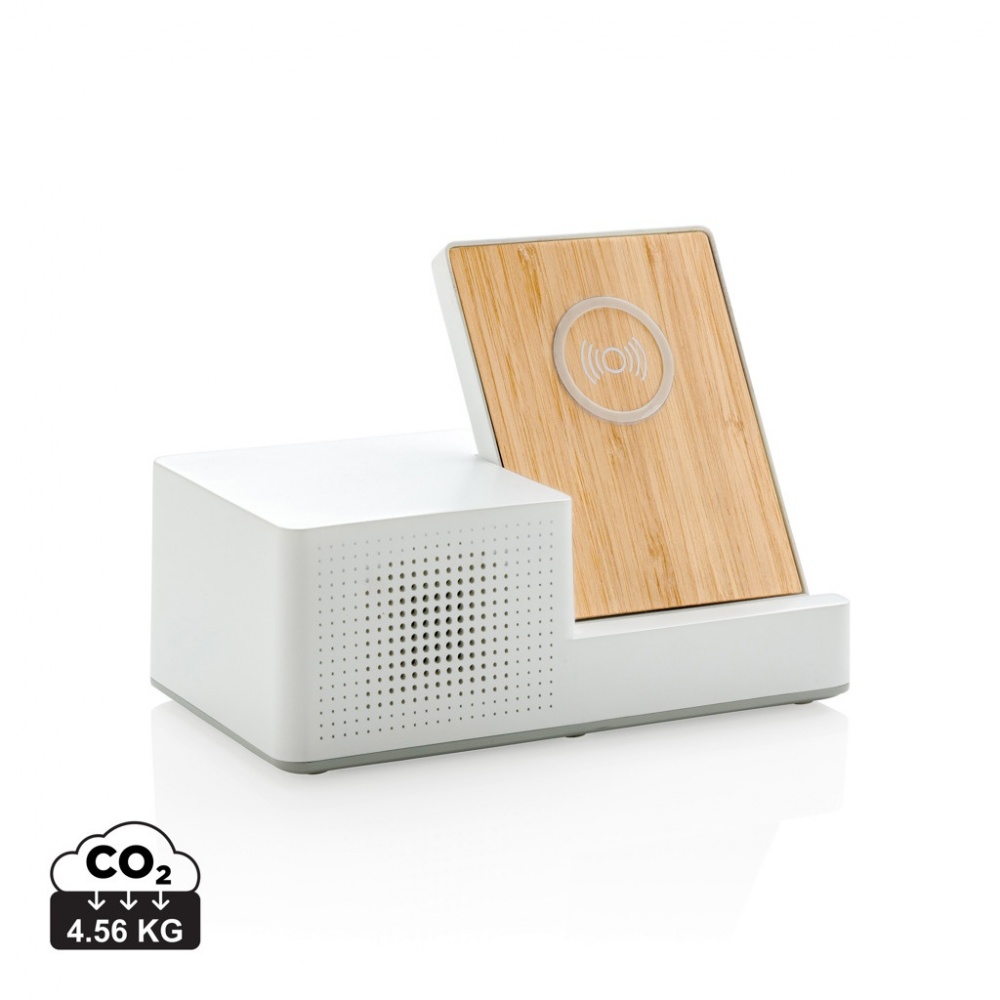 Logo trade corporate gifts image of: Ontario 5W wireless charger with speaker
