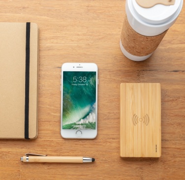 Logo trade promotional items image of: Bamboo 4.000 mAh wireless 5W Powerbank