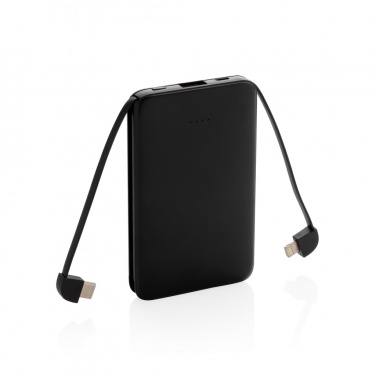 Logotrade promotional product image of: 5.000 mAh Pocket Powerbank with integrated cables