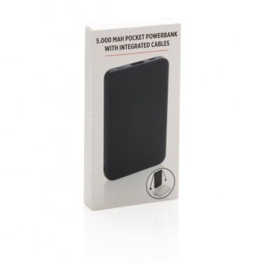 Logotrade advertising products photo of: 5.000 mAh Pocket Powerbank with integrated cables