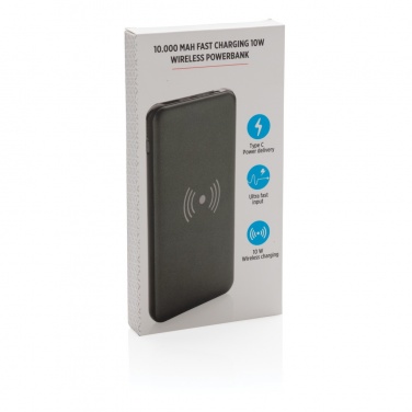 Logotrade business gift image of: 10.000 mAh Fast Charging 10W Wireless Powerbank with PD