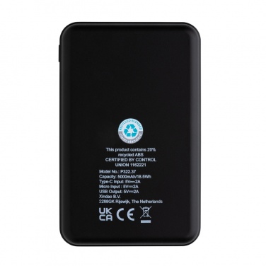 Logo trade promotional giveaways image of: RCS recycled plastic 5.000 mAh Powerbank