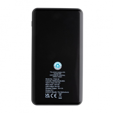 Logotrade promotional products photo of: RCS recycled plastic 8000 mAh Wireless Powerbank