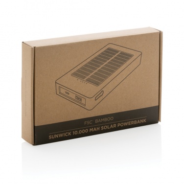Logotrade promotional giveaway image of: Sunwick 10.000 mAh Bamboo solar powerbank