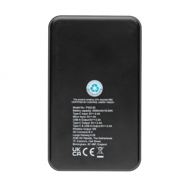 Logo trade promotional product photo of: RCS recycled plastic 5.000 mAh 5W wireless powerbank