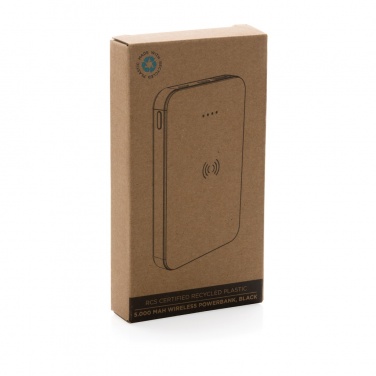 Logo trade promotional giveaways image of: RCS recycled plastic 5.000 mAh 5W wireless powerbank