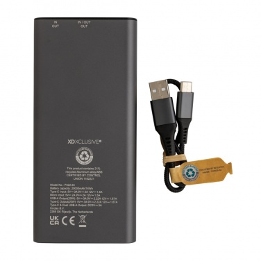 Logotrade promotional merchandise image of: Terra RCS recycled 20W aluminium powerbank 20.000 mAh