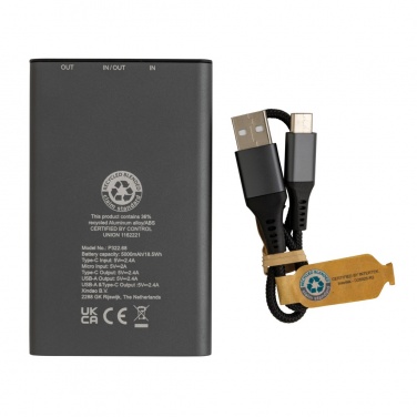 Logotrade promotional giveaway image of: Terra RCS recycled aluminium powerbank 5.000 mAh