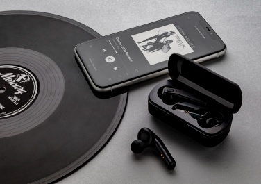 Logo trade advertising products picture of: Free Flow TWS earbuds in charging case