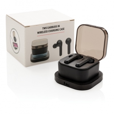 Logo trade corporate gift photo of: TWS earbuds in wireless charging case