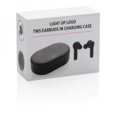 Logo trade advertising products image of: Light up logo TWS earbuds in charging case