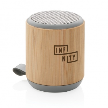 Logo trade promotional giveaways image of: Bamboo and fabric 3W wireless speaker