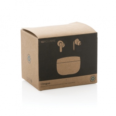 Logotrade advertising products photo of: Oregon RCS recycled plastic and cork TWS earbuds