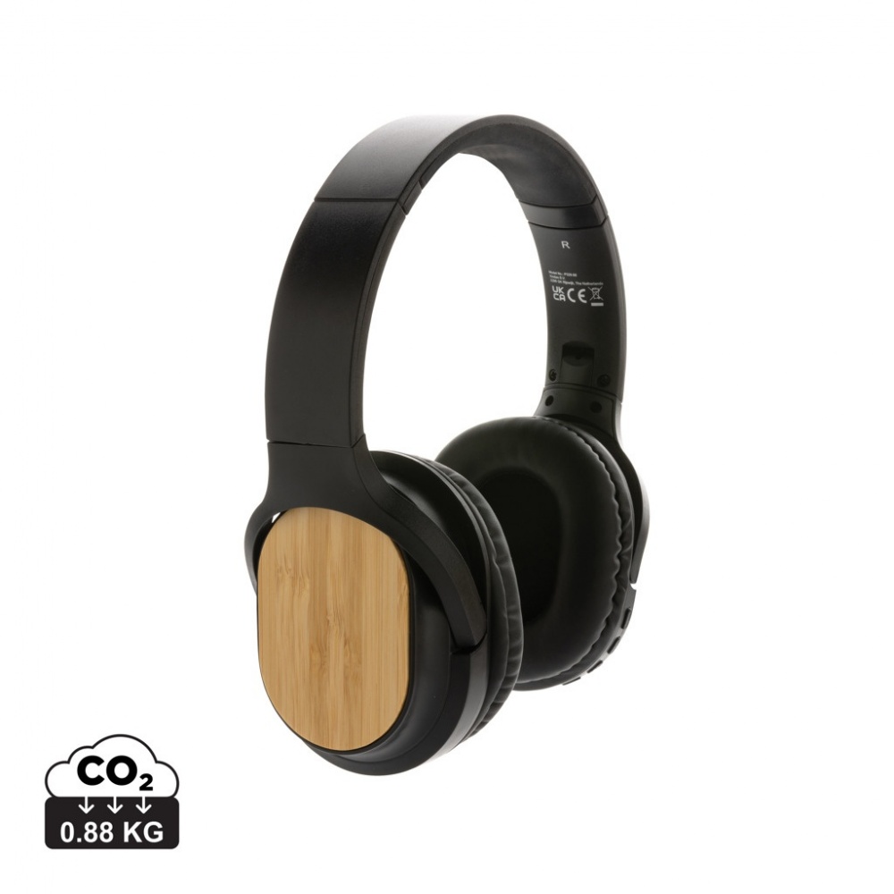 Logo trade promotional products image of: RCS and bamboo Elite Foldable wireless headphone