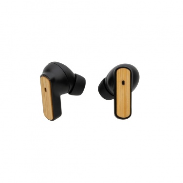 Logo trade promotional giveaway photo of: RCS recycled plastic & bamboo TWS earbuds