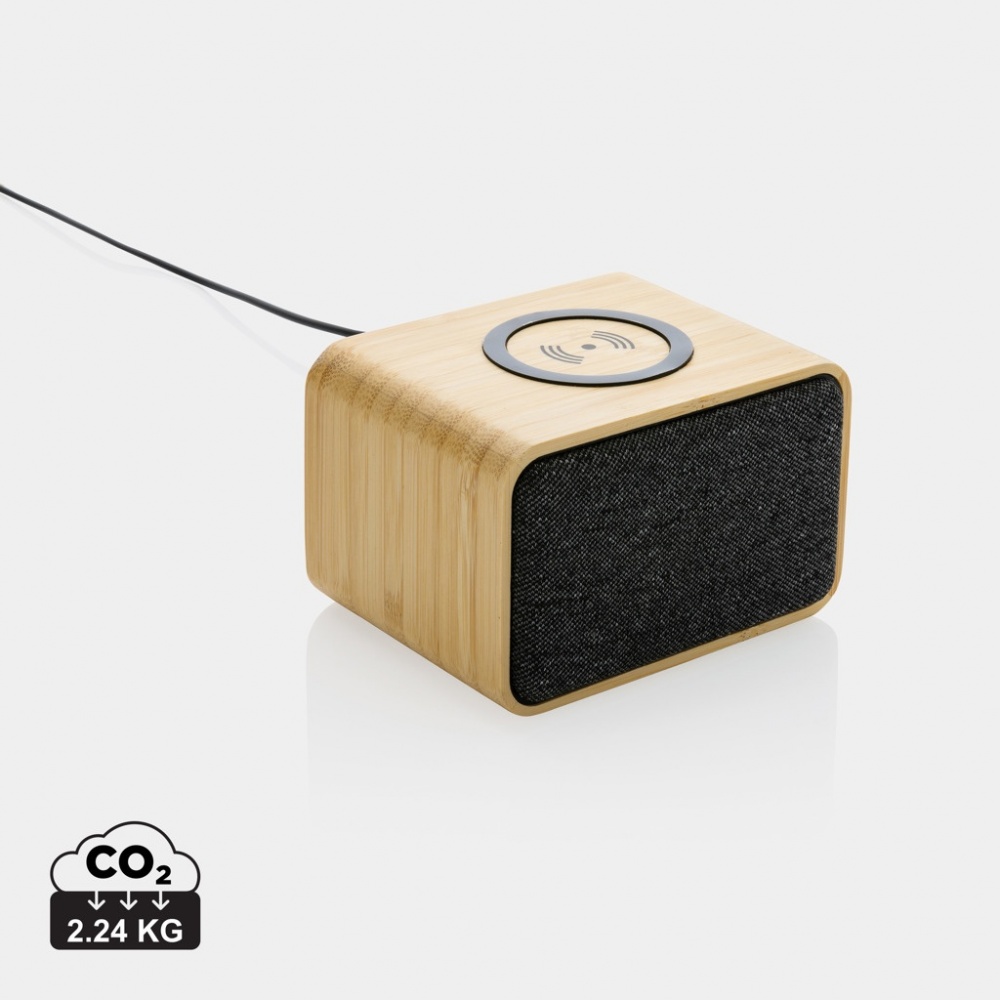 Logo trade promotional products picture of: RCS Rplastic 3W speaker with bamboo 5W wireless