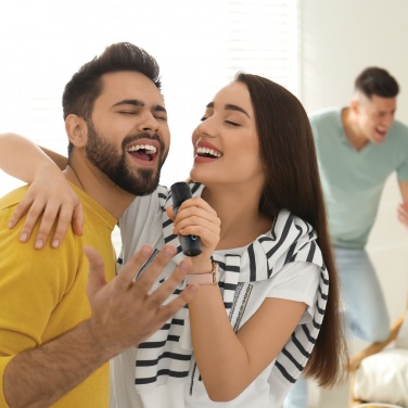 Logo trade promotional gifts image of: Singvibe RCS recycled plastic karaoke set with double mic