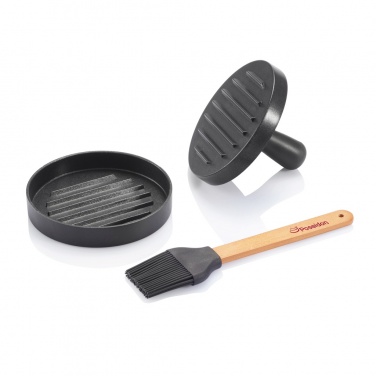 Logo trade promotional merchandise image of: BBQ set with hamburger press and brush