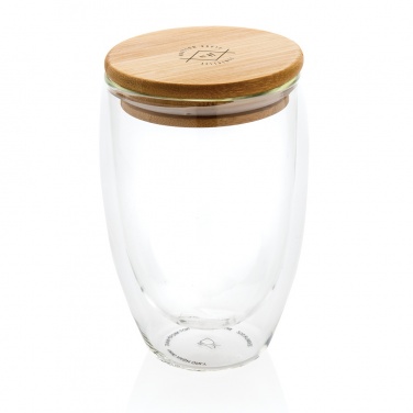 Logotrade promotional product image of: Double wall borosilicate glass with bamboo lid 350ml
