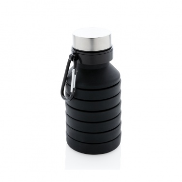Logo trade business gifts image of: Leakproof collapsible silicone bottle with lid